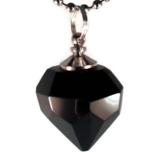 Black-Crystal Diamond CREMATION URN Necklace